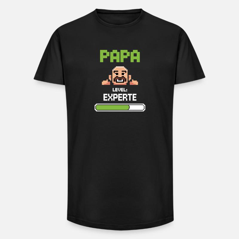 Gamer Papa Level Experte Design - Long Fit Männer T-Shirt - Schwarz
