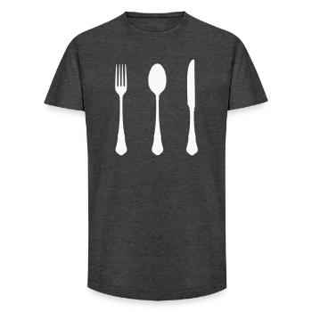 Cutlery Silhouette Design - Long Fit Men's T-Shirt - charcoal grey - Front - AI Model Male 185 light (185cm)