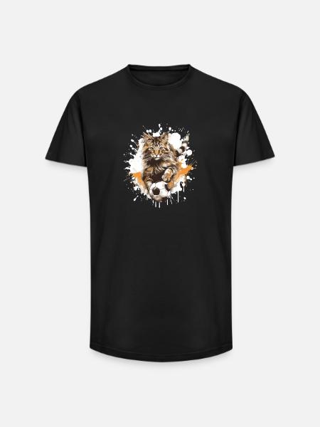 Cat Football Team - Long Fit Men's T-Shirt - black