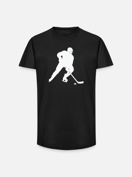 Eishockey Silhouette im Spielfluss - Long Fit Männer T-Shirt - Schwarz