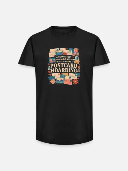 Hoarding Cards | Postcrossing Humor - Long Fit Men's T-Shirt - black