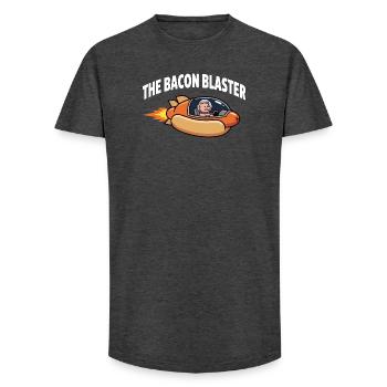 Bacon Blaster Funny Space Pig Rocket Design - Long Fit Men's T-Shirt - charcoal grey - Front - AI Model Male 185 light (185cm)