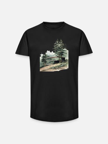 Modern Yoga Retreat Cabin - Long Fit Men's T-Shirt - black