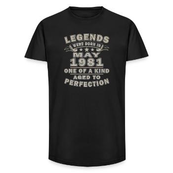 Mai 1981 - Mai 1981 - Long Fit Männer T-Shirt - Schwarz - Vorne - AI Model Male 185 light (185cm)