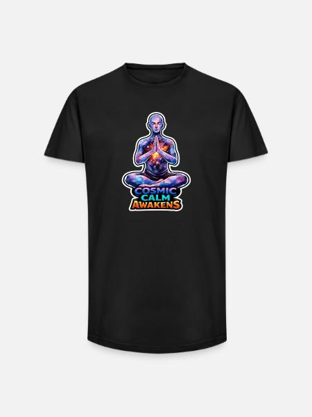 Moon Meditation, Moon Mindfulness, Spiritual - Long Fit Men's T-Shirt - black