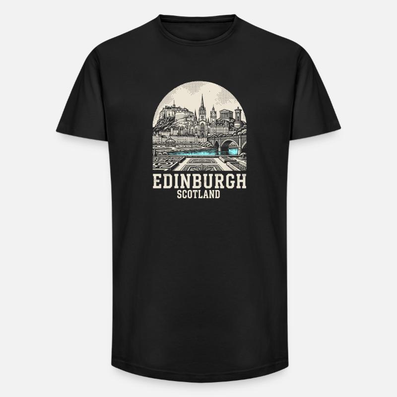 Edinburgh Skyline Blue River - Long Fit Men's T-Shirt - black