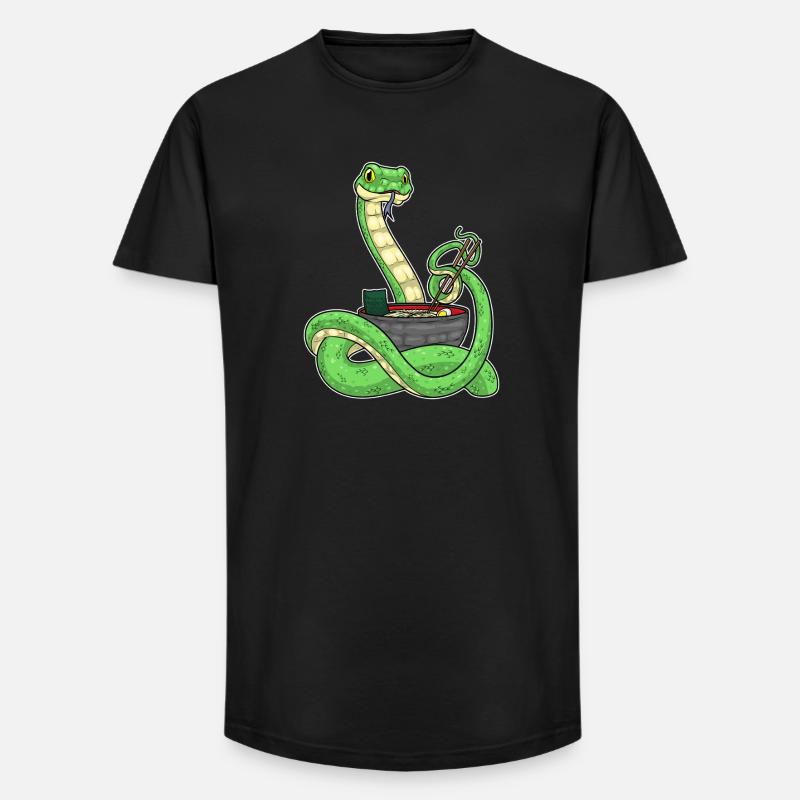 Schlange Koch Ramen Kochen - Long Fit Männer T-Shirt - Schwarz
