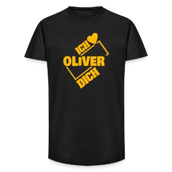 Dear Oliver, - Long Fit Men's T-Shirt - black - Front - AI Model Male 185 light (185cm)
