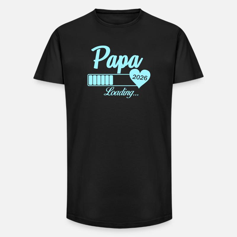 Papa Loading 2026 Heart - T-shirt coupe longue homme - noir