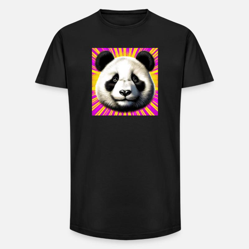 panda - Long Fit Men's T-Shirt - black