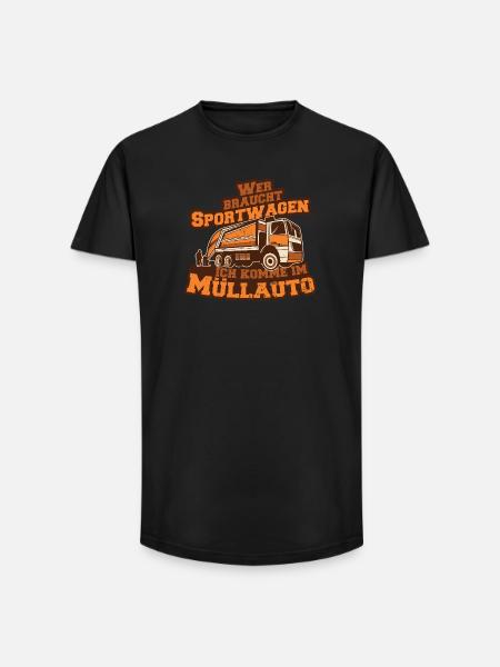 Müllauto Spruch - Long Fit Männer T-Shirt - Schwarz