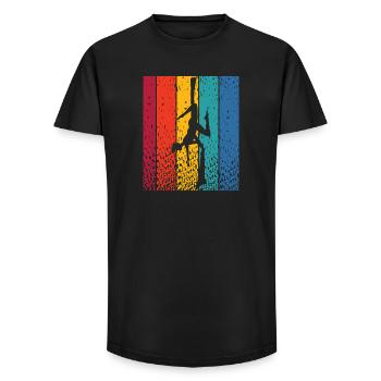 Tissu vertical Acrobaties aériennes vintage Soie aérienne - T-shirt coupe longue homme - noir - Devant - AI Model Male 185 light (185cm)