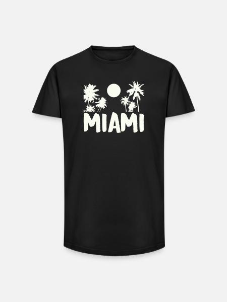 Miami Night Palm Trees - Long Fit Men's T-Shirt - black