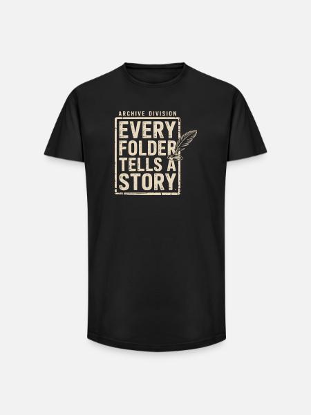 Every Folder Tells a Story - Long Fit Men's T-Shirt - black