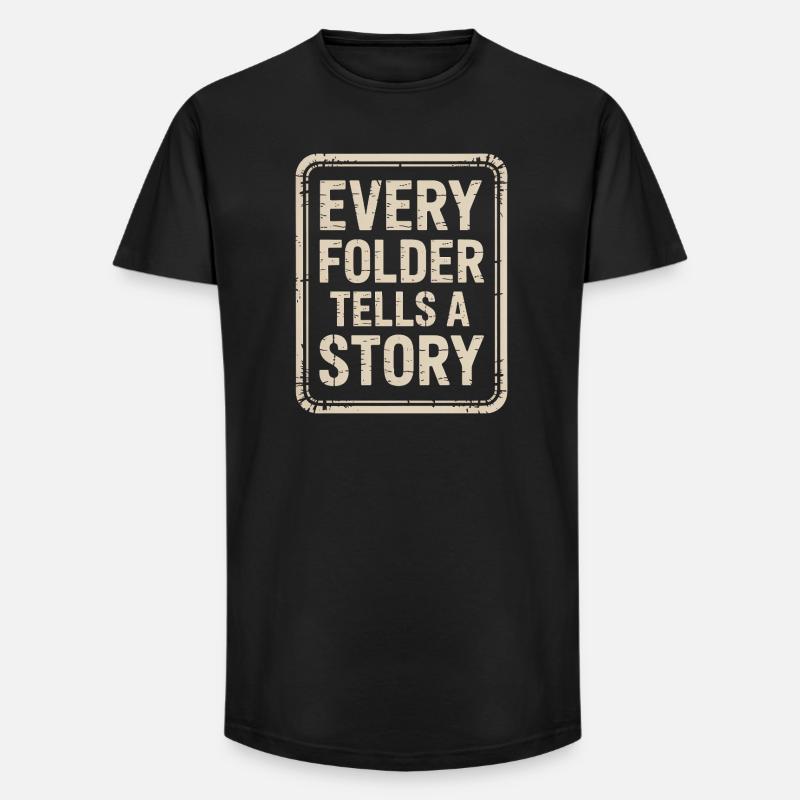Jeder Ordner erzählt eine Geschichte - Long Fit Männer T-Shirt - Schwarz