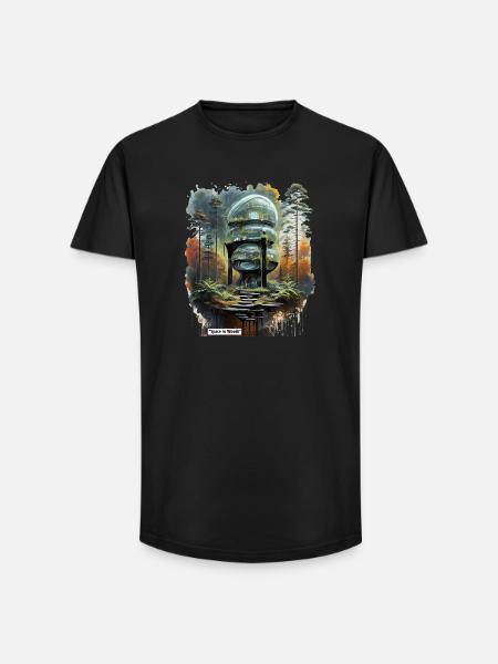 Space in Woods Dome - Long Fit Men's T-Shirt - black