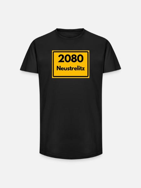 ALTE POSTLEITZAHL PLZ RETRO 2080 NEUSTRELITZ - Long Fit Männer T-Shirt - Schwarz