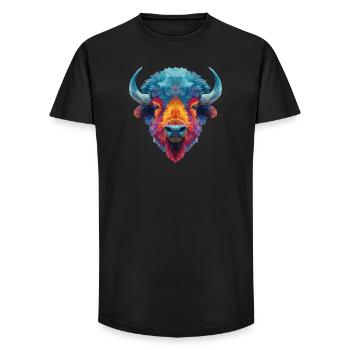 Bison - Long Fit Men's T-Shirt - black - Front - AI Model Male 185 light (185cm)