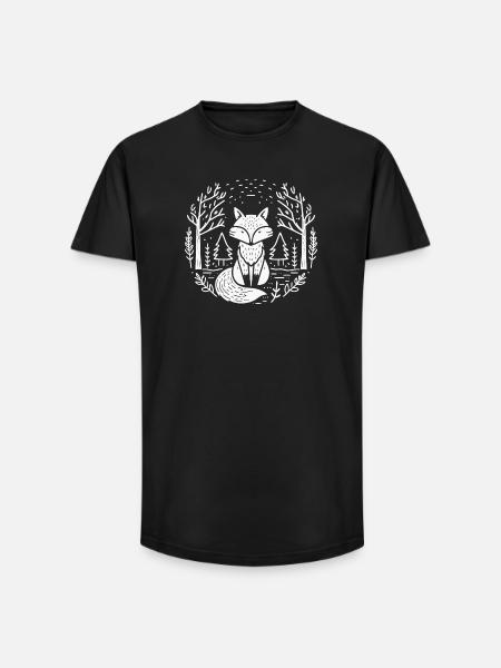 Fuchs im Wald Kreis Illustration - Long Fit Männer T-Shirt - Schwarz