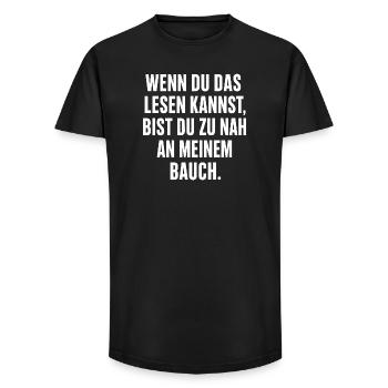Wenn Du Lesen Kannst Bauch Spruch - Long Fit Männer T-Shirt - Schwarz - Vorne - AI Model Male 185 light (185cm)