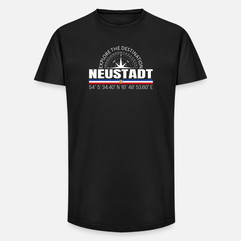 Neustadt - Long Fit Männer T-Shirt - Schwarz