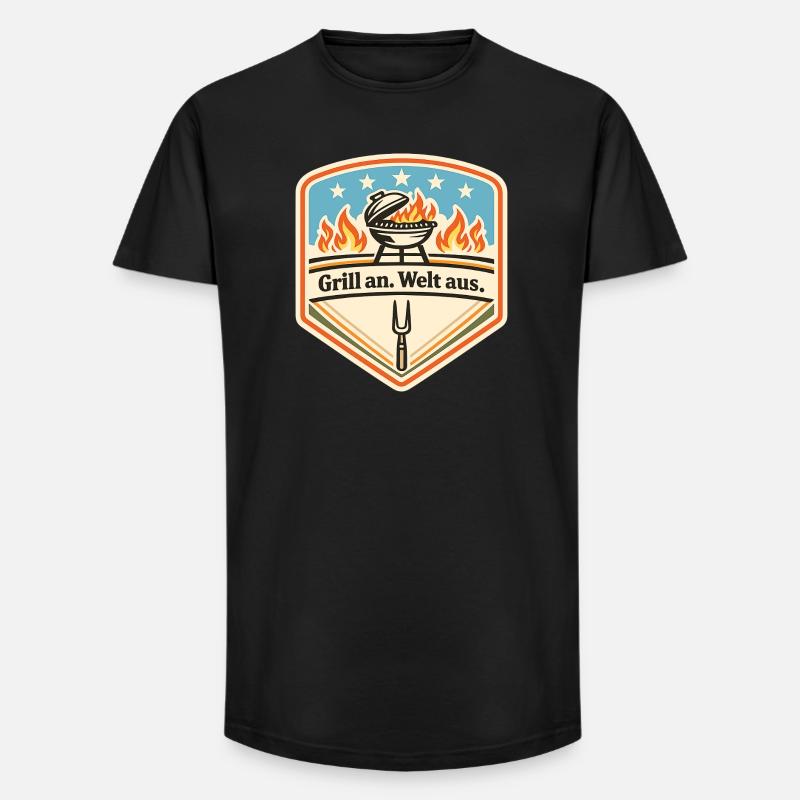 Grill Abzeichen Welt Aus Patch - Long Fit Männer T-Shirt - Schwarz