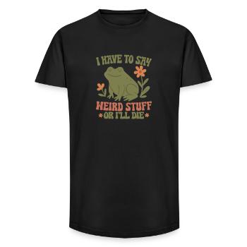 Frog dit des choses bizarres ou meurs - T-shirt coupe longue homme - noir - Devant - AI Model Male 185 light (185cm)