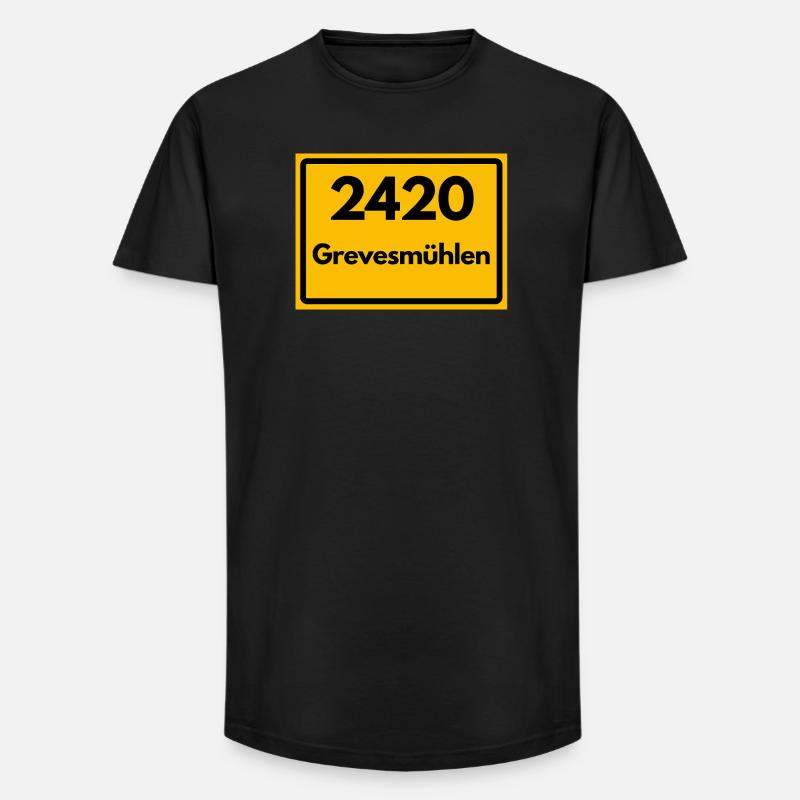 ALTE POSTLEITZAHL PLZ RETRO 2420 GREVESMÜHLEN - Long Fit Männer T-Shirt - Schwarz