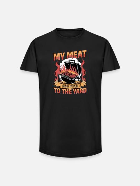 BBQ Grilling Meat Smoking Barbecue - Long Fit Men's T-Shirt - black
