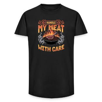 BBQ Grilling Meat Smoking Barbecue - Long Fit Men's T-Shirt - black - Front - AI Model Male 185 light (185cm)