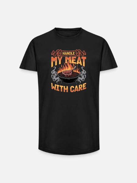 BBQ Grilling Meat Smoking Barbecue - Long Fit Men's T-Shirt - black