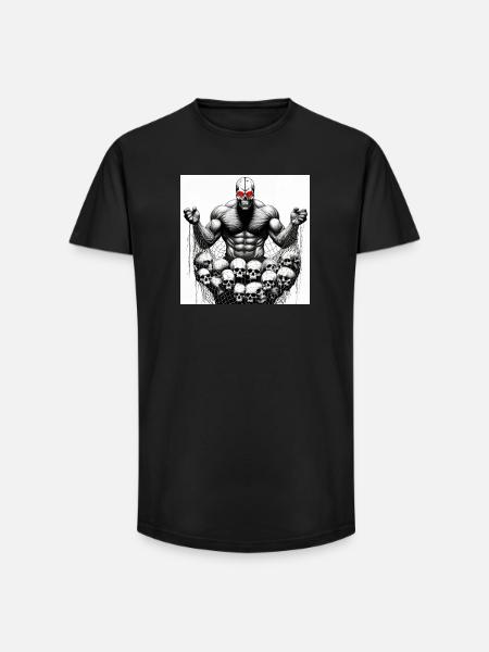 Muscular Net Skulls - Long Fit Men's T-Shirt - black