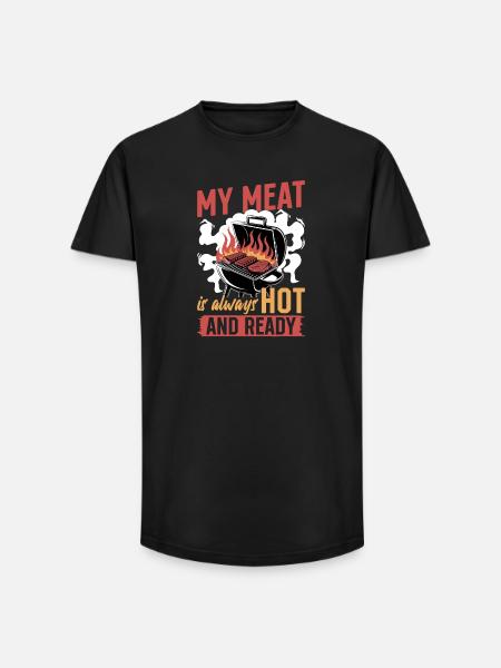 BBQ Grilling Meat Smoking Barbecue - Long Fit Men's T-Shirt - black
