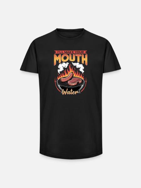 BBQ Grilling Meat Smoking Barbecue - Long Fit Men's T-Shirt - black