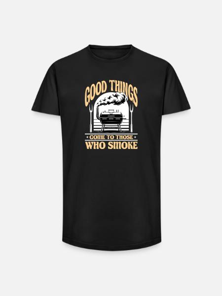 BBQ Grilling Meat Smoking Barbecue - Long Fit Männer T-Shirt - Schwarz