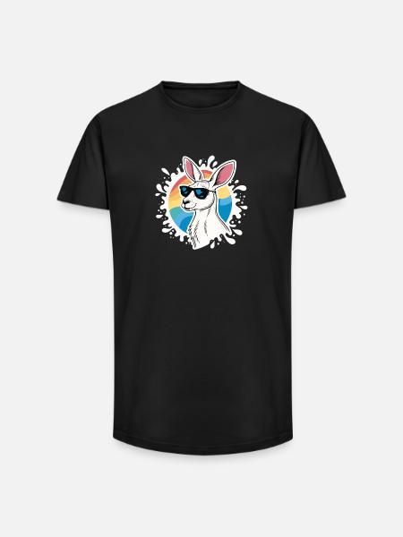 Cool Kangaroo – Retro-Stil & Sonnenbrille - Long Fit Männer T-Shirt - Schwarz