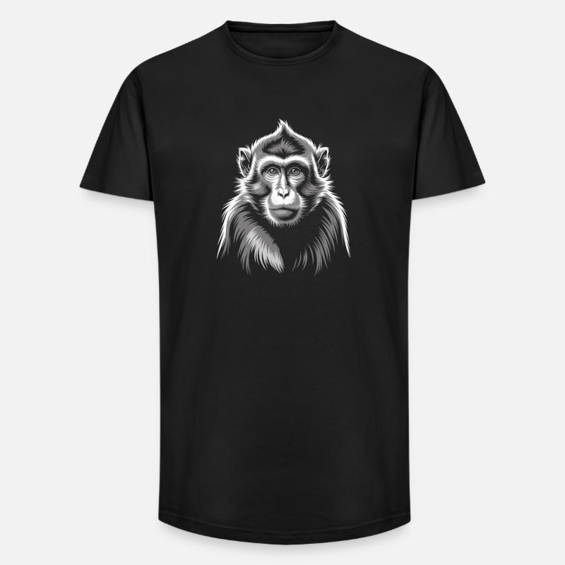 Grauer Affe - Long Fit Männer T-Shirt - Schwarz