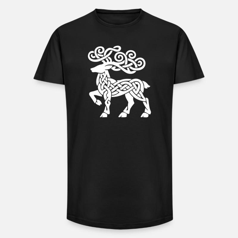 Celtic Knotwork Deer - Long Fit Men's T-Shirt - black
