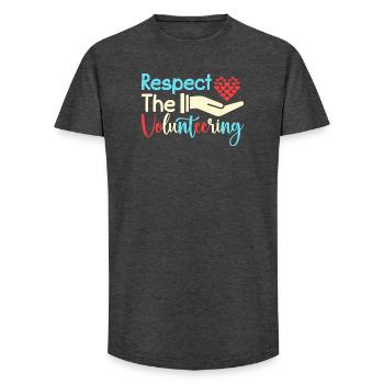 Appréciation du bénévole Respect du bénévole - T-shirt coupe longue homme - charbon - Devant - AI Model Male 185 light (185cm)
