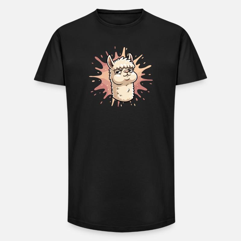 Selbstbewusste Llama Splash - Long Fit Männer T-Shirt - Schwarz