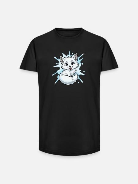 Water Splash Fox Character - Long Fit Men's T-Shirt - black