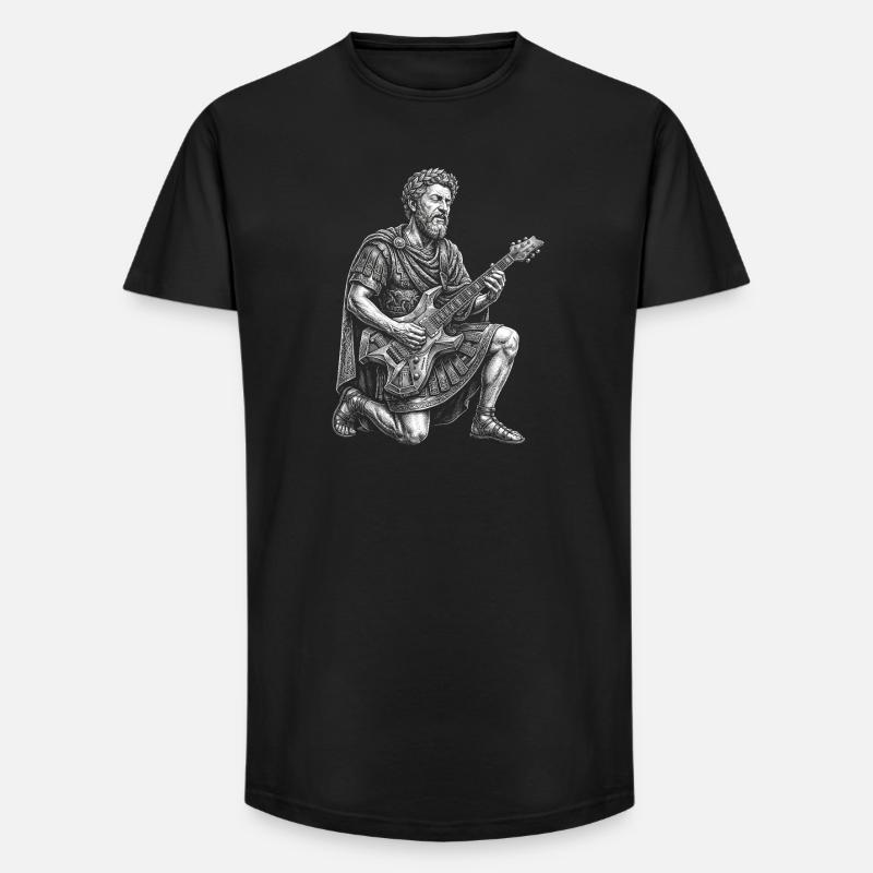 Marcus Aurelius spielt Gitarre - Long Fit Männer T-Shirt - Schwarz