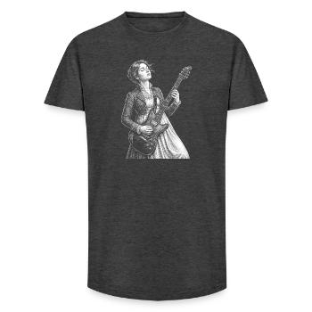 Jane Austen joue de la guitare - T-shirt coupe longue homme - charbon - Devant - AI Model Male 185 light (185cm)