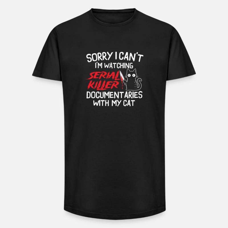 Serial Killer Docs mit Cat schauen - Long Fit Männer T-Shirt - Schwarz