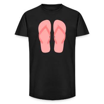 Art de tongs rose chewing-gum - T-shirt coupe longue homme - noir - Devant - AI Model Male 185 light (185cm)
