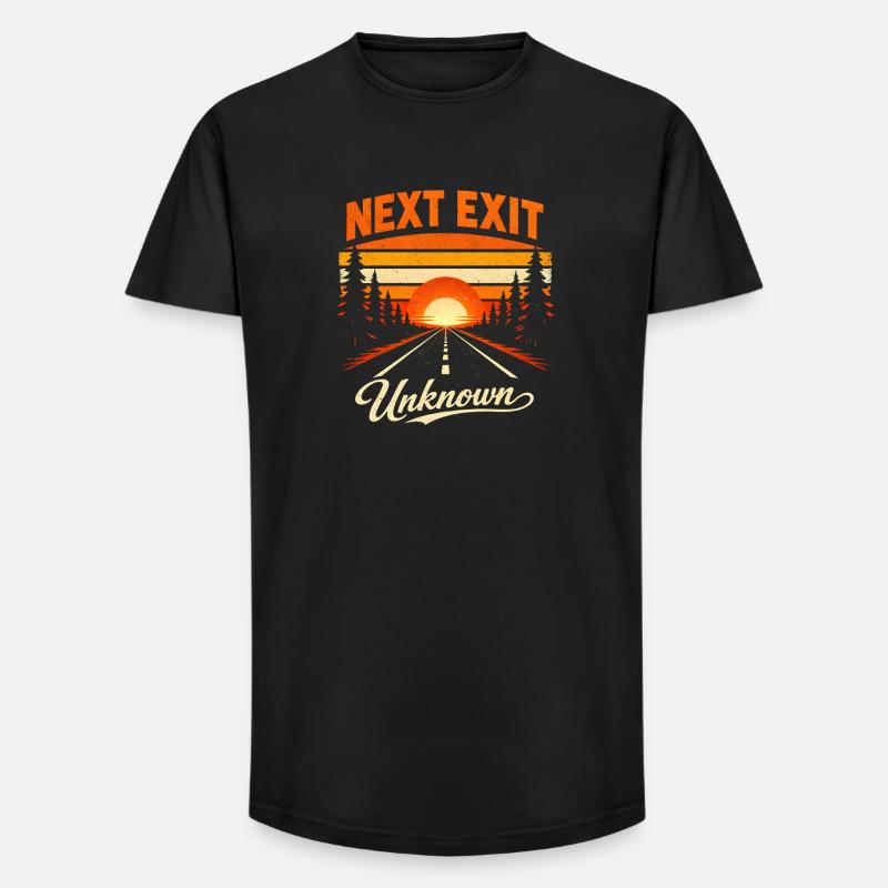 Next exit Unknown | Road trip - Long Fit Men's T-Shirt - black