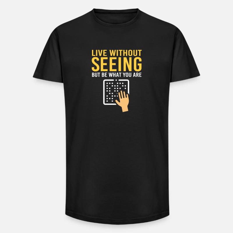 Blindenschrift Braille Blind - Long Fit Männer T-Shirt - Schwarz