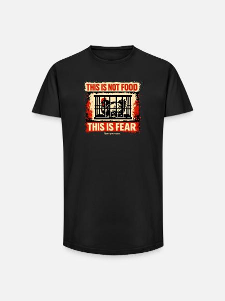 Käfighahn: Angst statt Nahrung - Long Fit Männer T-Shirt - Schwarz