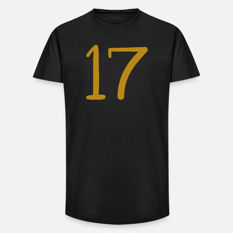 17 - Long Fit Männer T-Shirt - Schwarz