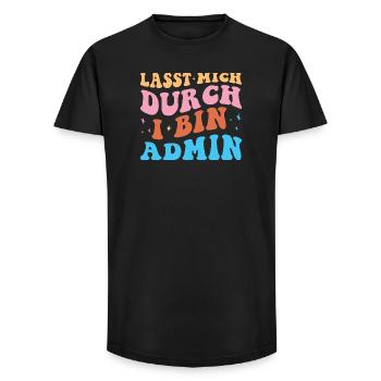 Laissez-moi passer par l’administration rétro technicien administratif - T-shirt coupe longue homme - noir - Devant - AI Model Male 185 light (185cm)